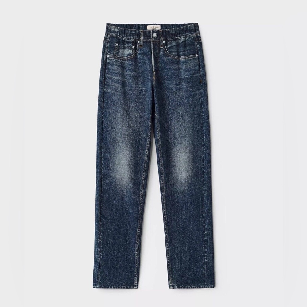 Rag & Bone Miramar Straight Leg Cotton Terry Pants in Mel Denim Print Small